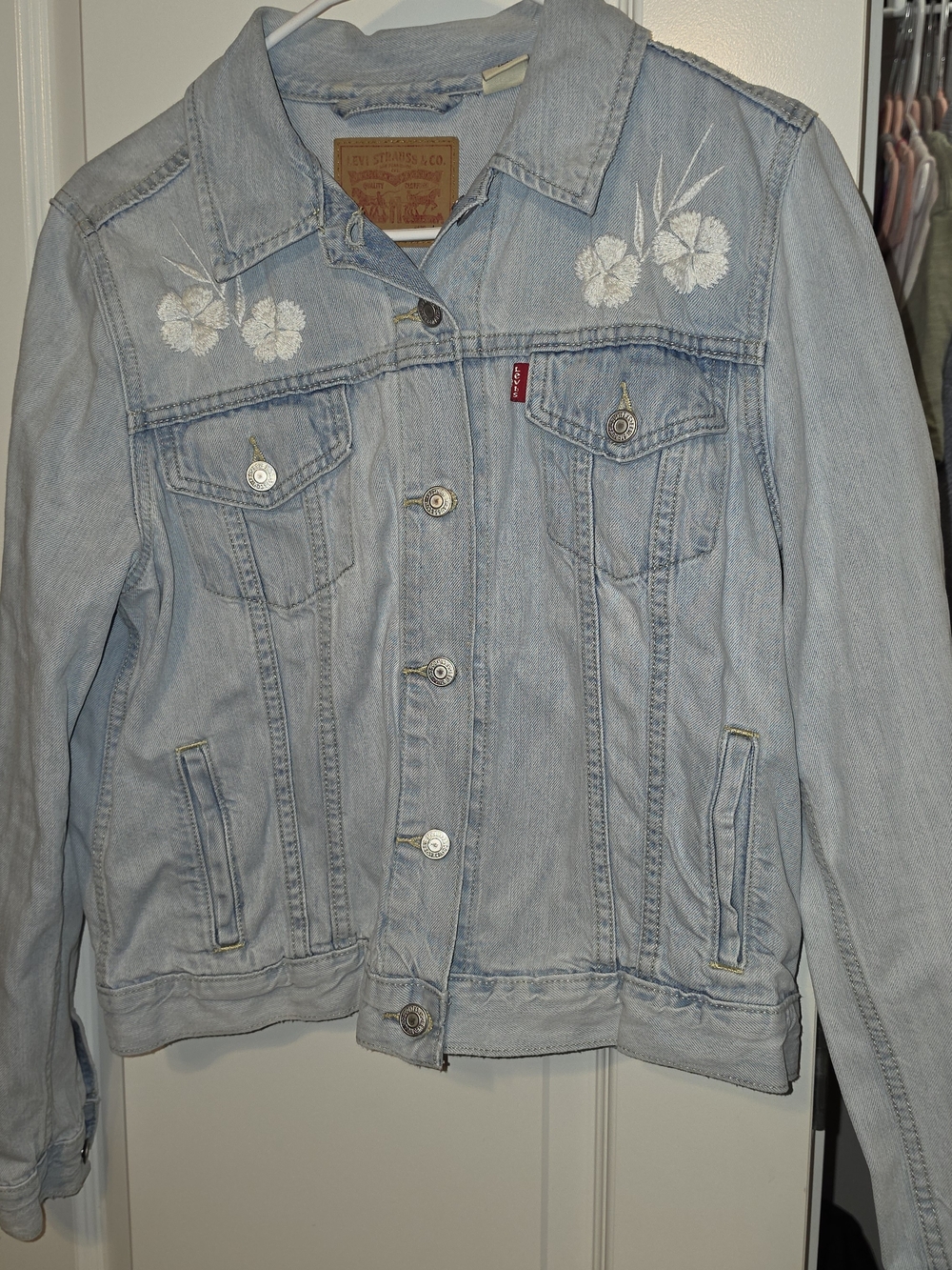 Levi's Light Blue Embroidered Denim Trucker Jacket